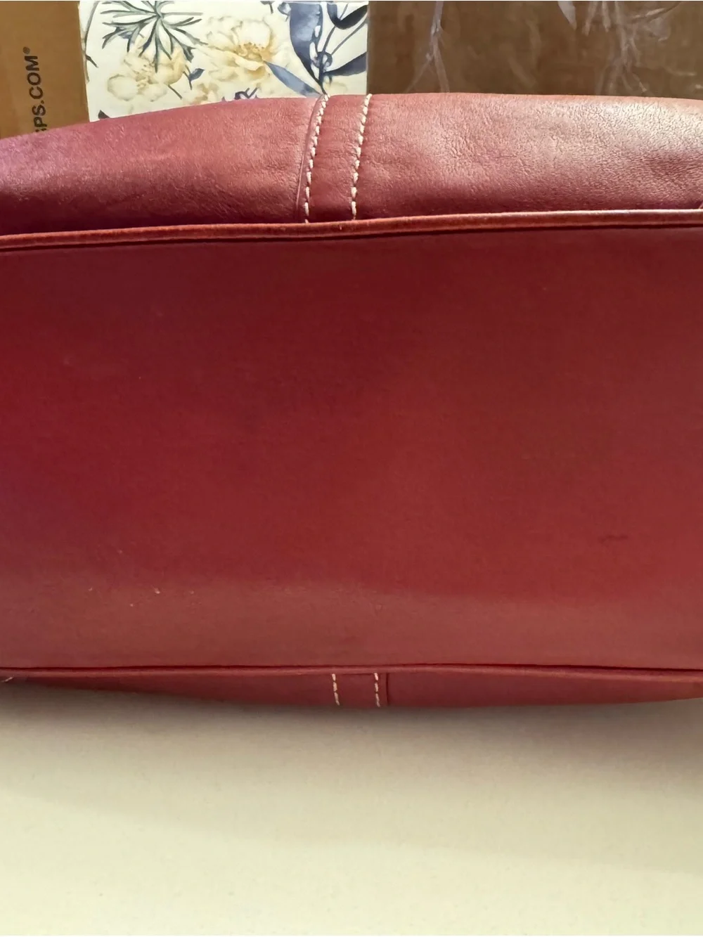Coach Hampton  cherry Leather Tote with Dual Top Handles